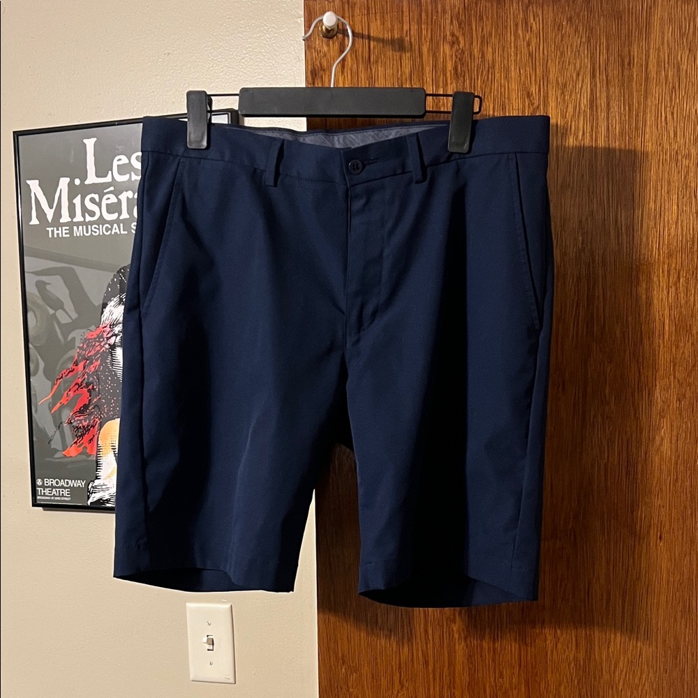 Men's Navy Flat Front Shorts